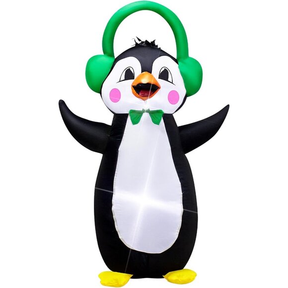 4ft Christmas Inflatable Penguin with Headphones for Indoor and Outdoor Display - Picture 7 of 7
